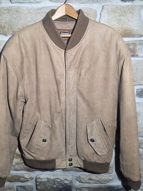 VTG Adventure Bound by Wilsons Leather Bomber Jacket Thinsulate Lined Tan Med